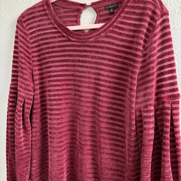 Hannah Red Burgundy Long Sleeve Crew Neck Sweater Women's Size Large - Picture 2 of 8